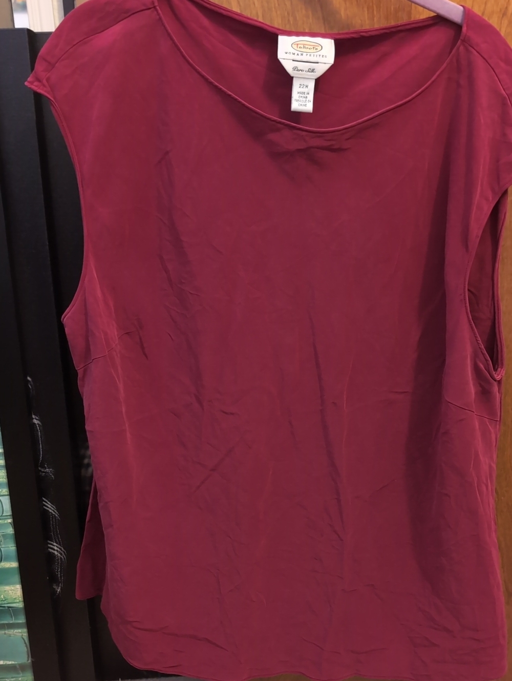 Talbots Petites Silk Sleeveless Tank Top in Wine